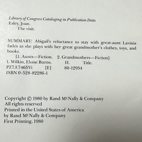 The Visit by Joan Esley Eloise Wilkin FIRST printing 1980 hardcover 9x12 vintage - Picture 6 of 15